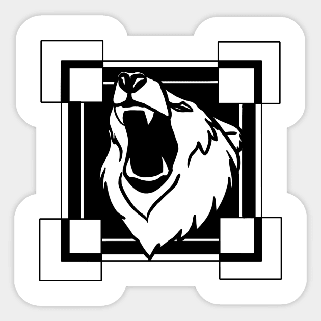 Roaring Bear - Original Logo Banner Sigil - Dark Design for Light Fabrics Sticker by Indi Martin